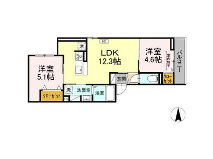 CIELMER湘南(2LDK/2階)の間取り写真