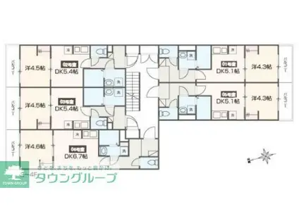 メルディアレジデンス梅屋敷(1DK/4階)の間取り写真