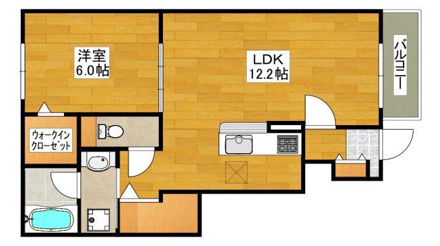 グラッドネス江坂(1LDK/1階)の間取り写真