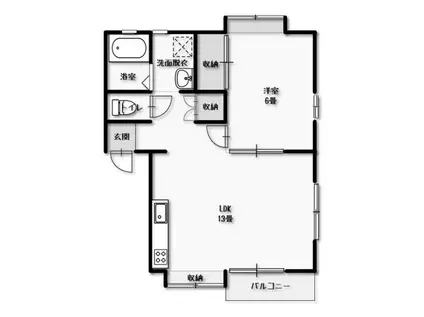 ユーハイツ光(1LDK/1階)の間取り写真