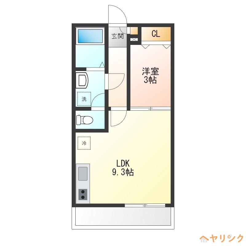 クラウド鳥羽見(1LDK/1階)の間取り写真