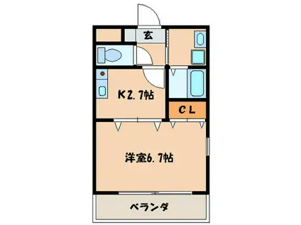 ル・ルージュ横浜(1K/1階)の間取り写真