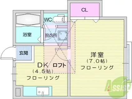 パル青山(1DK/2階)の間取り写真
