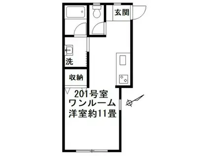 メゾンド・ルウ(ワンルーム/2階)の間取り写真