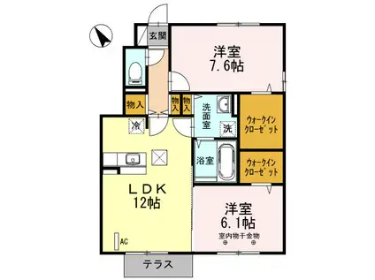 サスティナブル D-1(2LDK/1階)の間取り写真