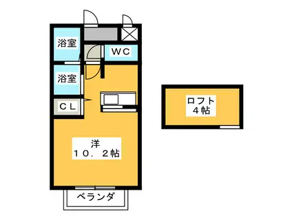 フガール栞(ワンルーム/2階)の間取り写真