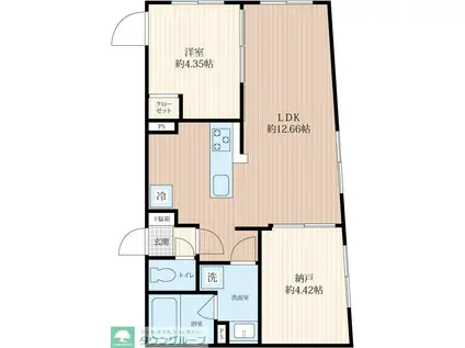 STRIPES用賀II(1SLDK/4階)の間取り写真