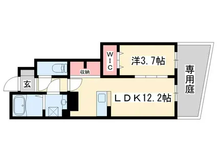 アルレーヌ恵比寿(1LDK/1階)の間取り写真