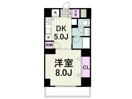 ヴェルデ藤ヶ丘(1DK/7階)の間取り写真