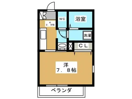 ドゥジエム イブキ(1K/2階)の間取り写真