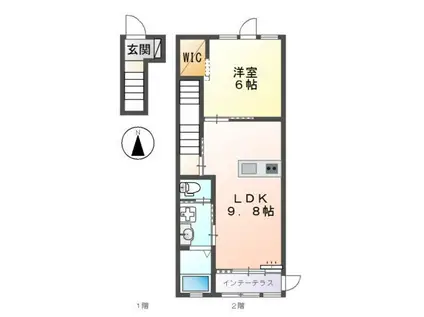 レーグル1番館(1LDK/2階)の間取り写真