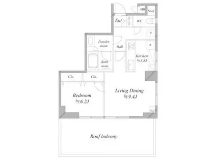 ザ・パークレックス南麻布(1LDK/6階)の間取り写真