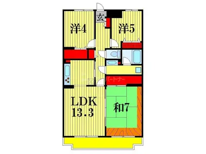 市川東レジデンス(3LDK/5階)の間取り写真