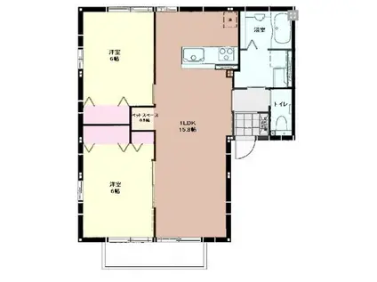 ロックリバー(2LDK/2階)の間取り写真