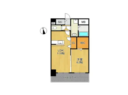 レジデンス十三部(1LDK/6階)の間取り写真