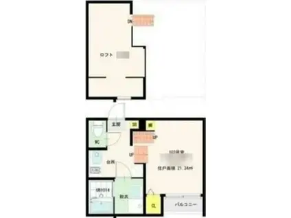 エスパスリブレII(1K/1階)の間取り写真