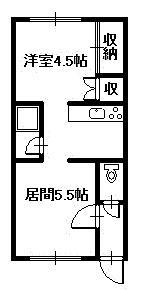 リバーサイド4.7(1LDK/2階)の間取り写真
