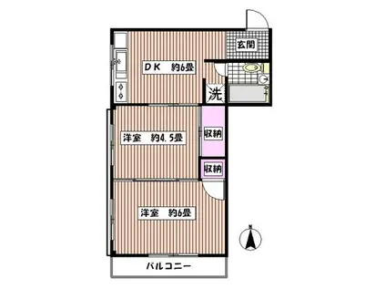 石鐘マンション(2DK/3階)の間取り写真