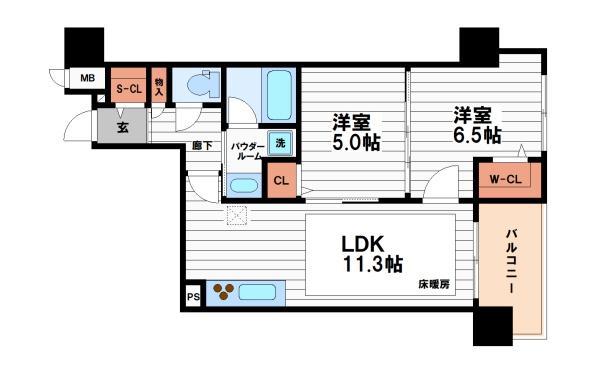 IBC RESIDENCE ウエスト(2LDK/6階)の間取り写真