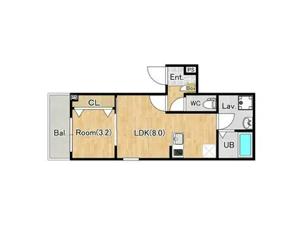 ジーメゾン伊勢原デルタ(1LDK/2階)の間取り写真