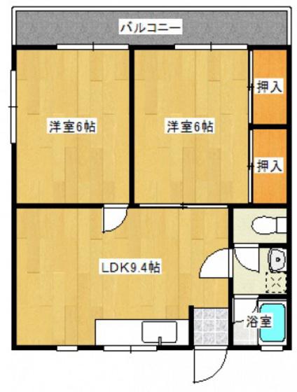 葵アパート(2LDK/1階)の間取り写真
