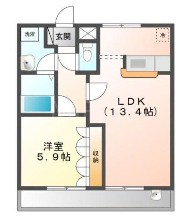 グレイスヴィラ湘南(1LDK/1階)の間取り写真