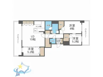 ブランズ札幌中島公園(3LDK/3階)の間取り写真