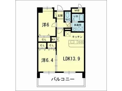 EST UN(2LDK/4階)の間取り写真