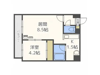 ハートレー7条館(1LDK/1階)の間取り写真