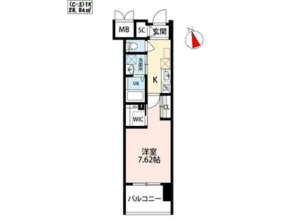 ウィングス西小倉(1K/4階)の間取り写真