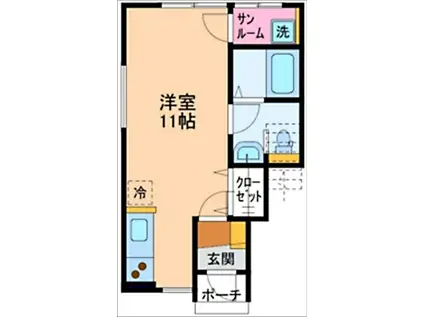 ボヌールA(ワンルーム/1階)の間取り写真