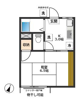 コーポツカハラ(1K/1階)の間取り写真