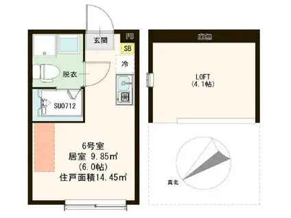 SUNLOTUS葛西(ワンルーム/1階)の間取り写真