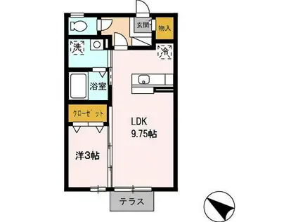 ヴィレッジ柳沢(1LDK/1階)の間取り写真