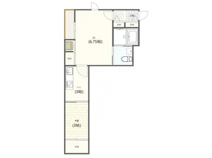 アリエス朝日ヶ丘(1LDK/2階)の間取り写真