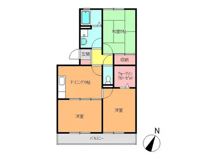 リヴィエール(3DK/1階)の間取り写真