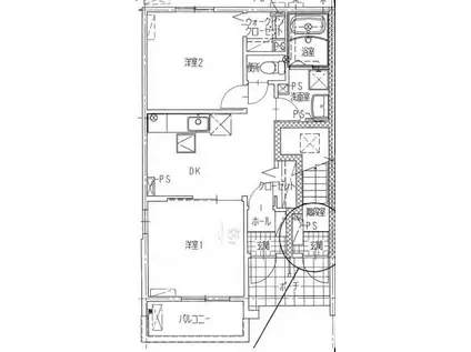 ベルソーレI(2DK/1階)の間取り写真