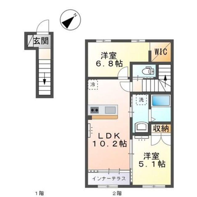 サン・サルーテ(2LDK/2階)の間取り写真