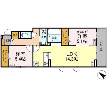 レジデンスヒルトップX XI XI(2LDK/3階)の間取り写真