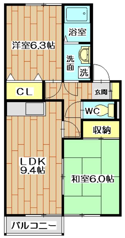 シンフォニックガーデンC棟(2LDK/1階)の間取り写真
