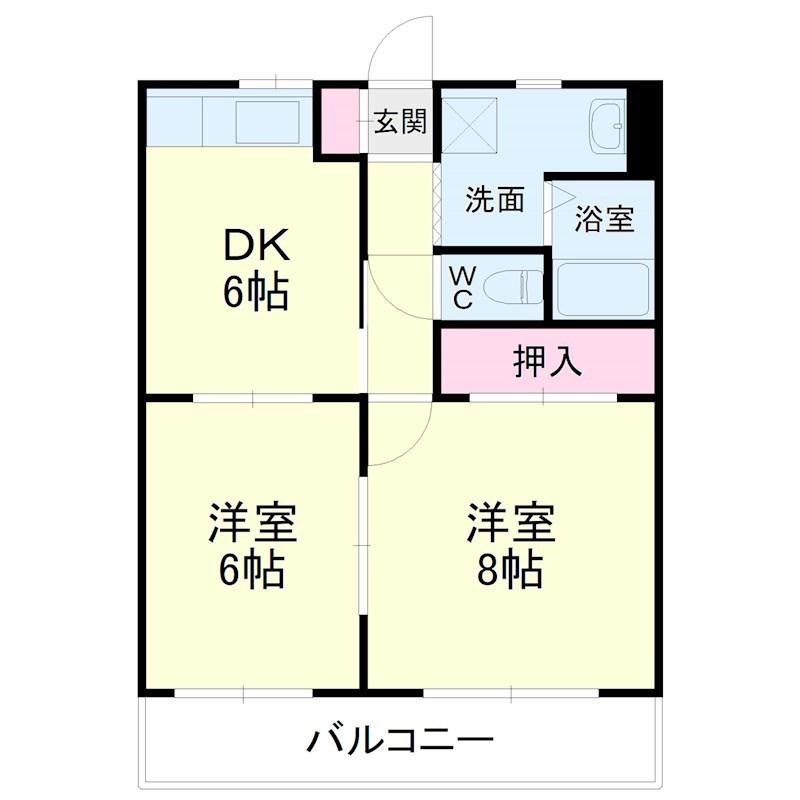 メインライト(2DK/2階)の間取り写真