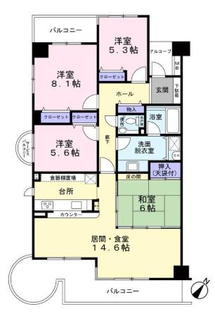 光明池アーバンライフ(4LDK/7階)の間取り写真
