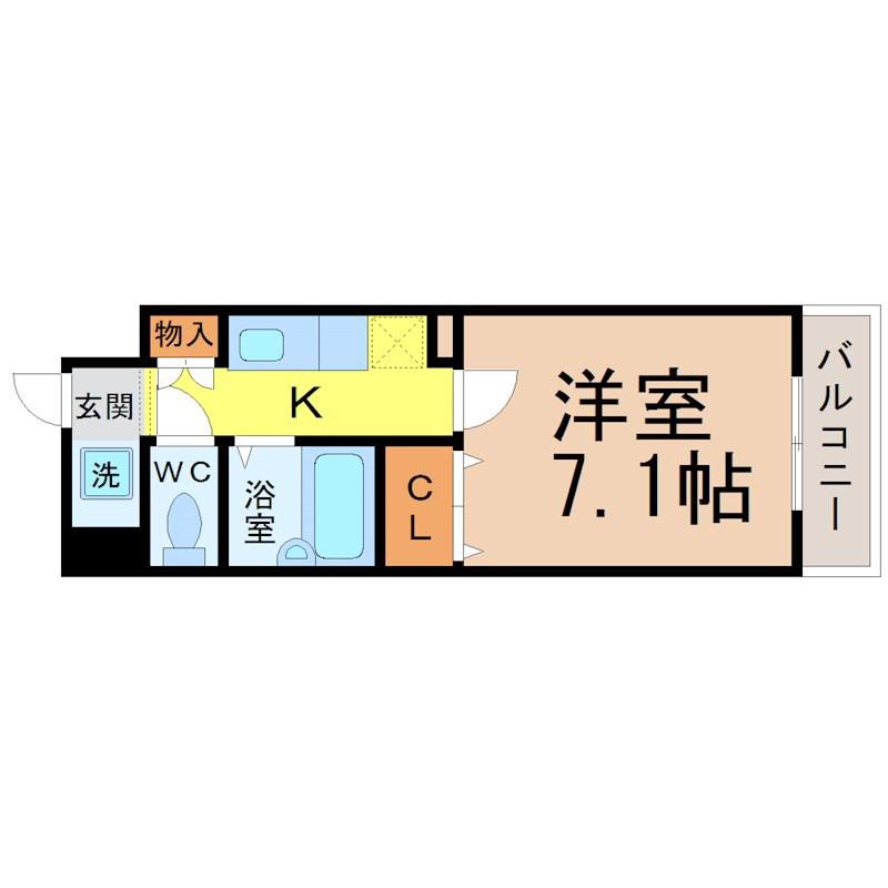 モナティス那古野(1K/3階)の間取り写真