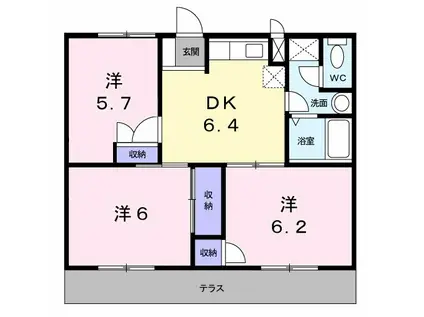 マツモトGマンション B(3DK/1階)の間取り写真