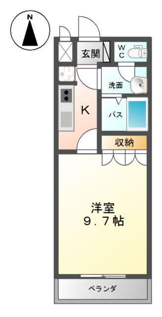 エスポアール SI(1K/2階)の間取り写真
