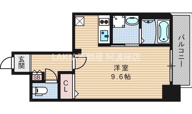 プレサンス立売堀パークシティ(1K/4階)の間取り写真