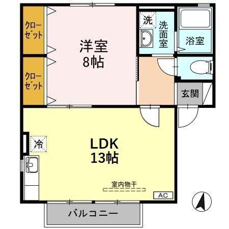パミドールD(2DK/2階)の間取り写真