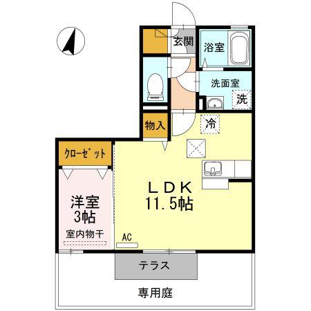 T・コート(1LDK/1階)の間取り写真