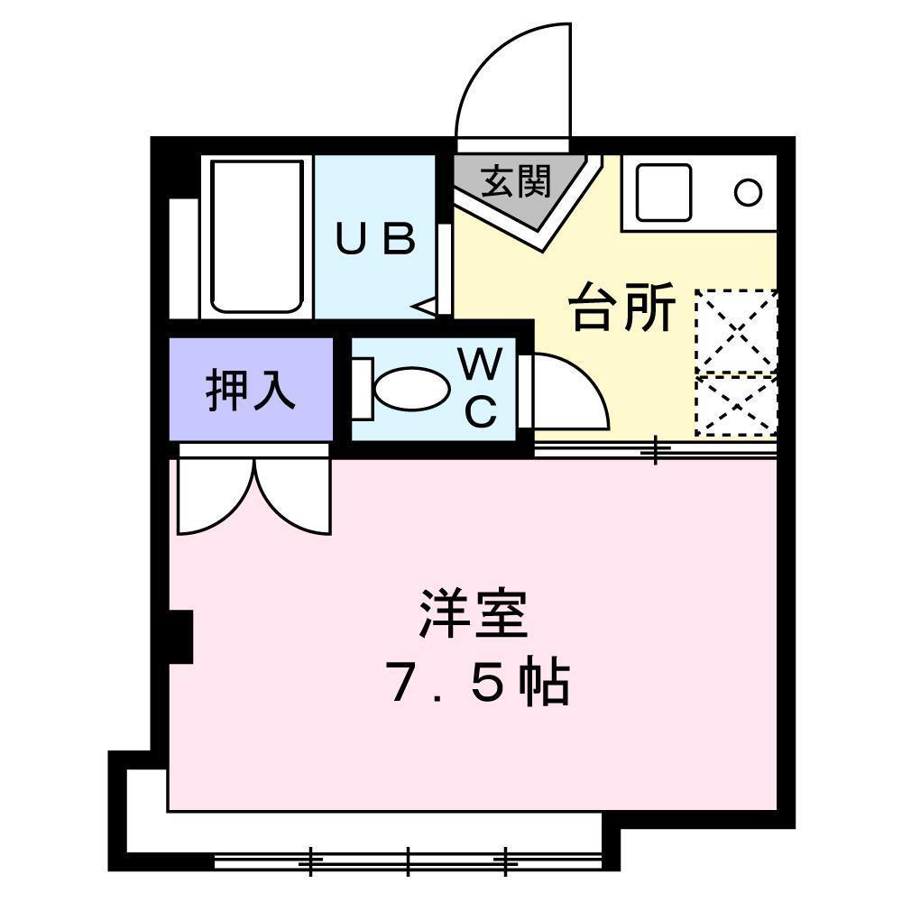 ホワイトファミール子平町(1K/2階)の間取り写真