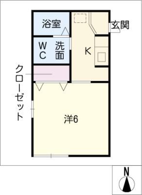 コートヤード伊勝(1K/1階)の間取り写真